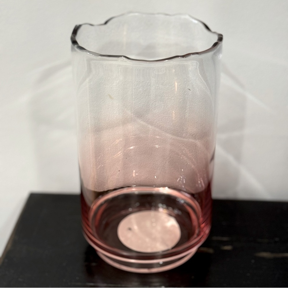 10”Milted Edge Pink Glass Vase